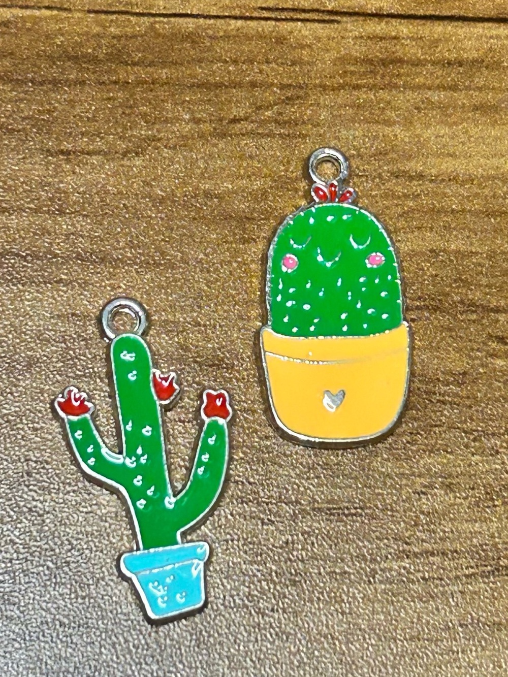 Cactus enamel pendant charms